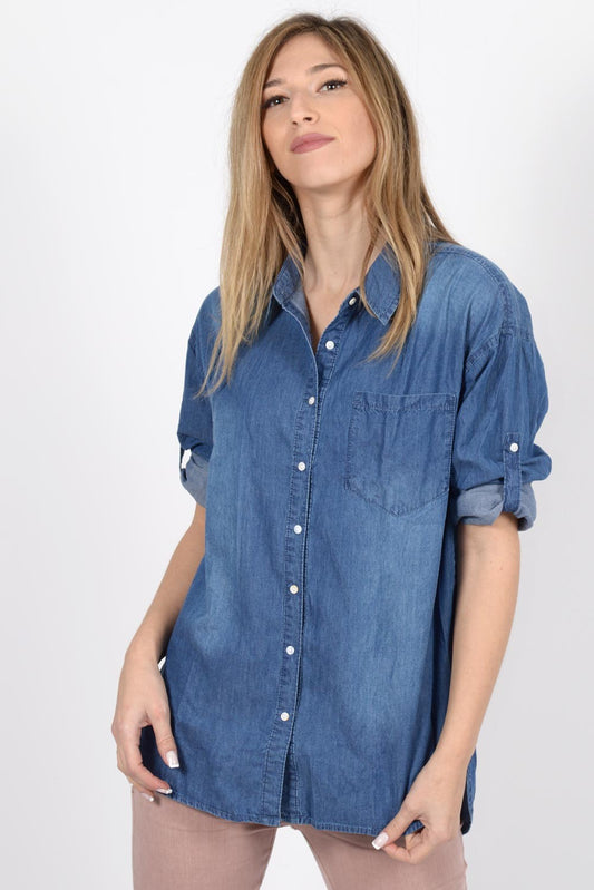 Τζιν πουκάμισο βαμβακερό