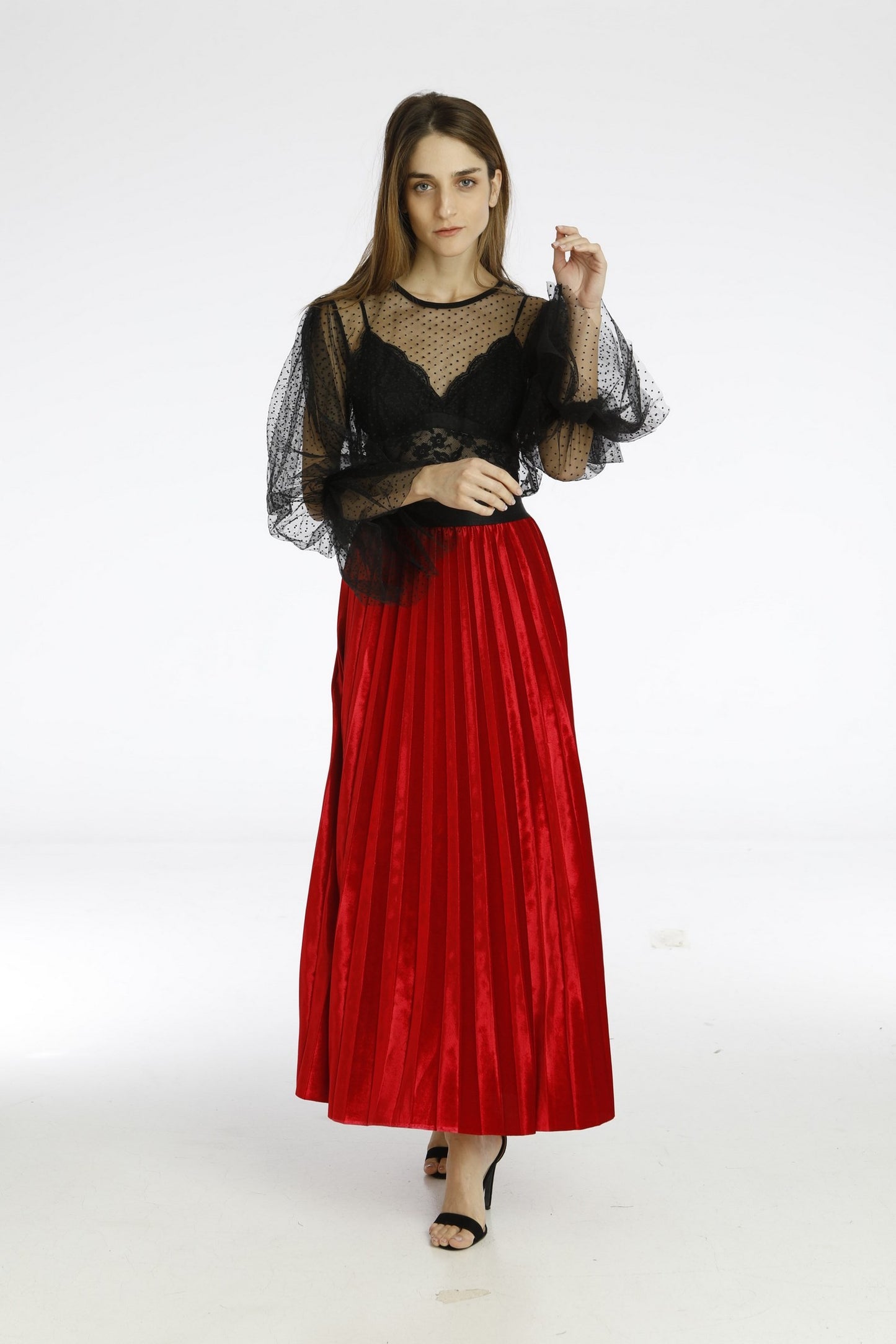 Φούστα πλισέ βελουτέ