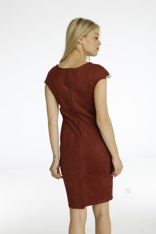 Φόρεμα suede σε ίσια γραμμή