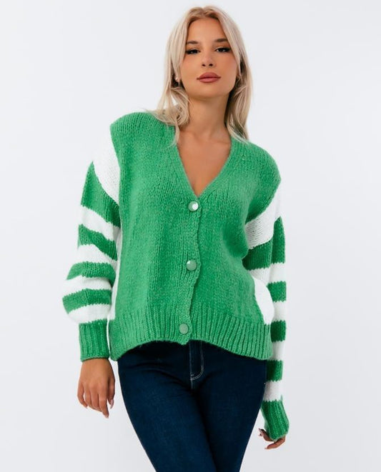 Ζακετάκι πλεκτό oversized ριγέ