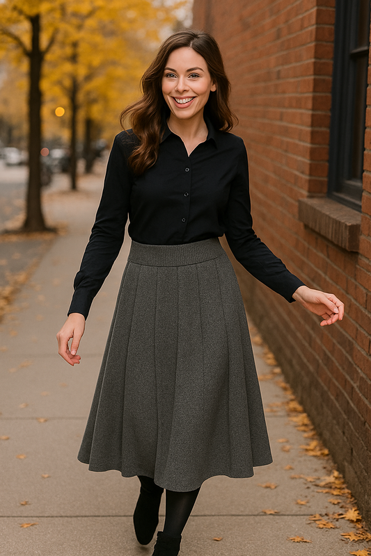 Φούστα midi από κρουστό πλεκτό