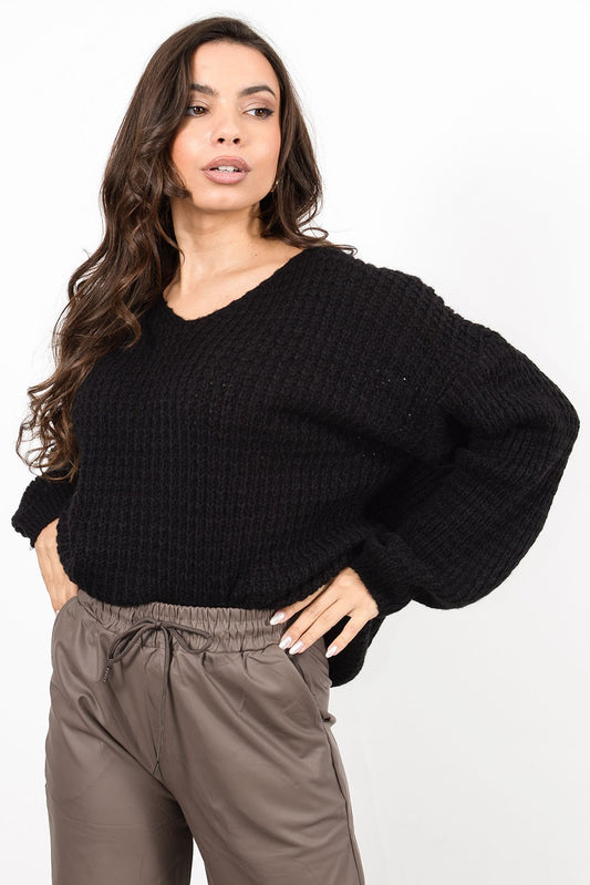Pullover oversized με αφράτη πλέξη