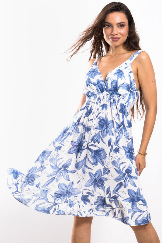 Φόρεμα midi floral printed croise