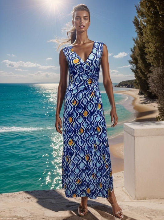 Φόρεμα maxi croise printed