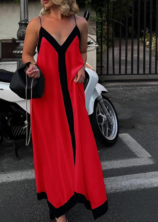 Φόρεμα maxi crepe με ρίγα