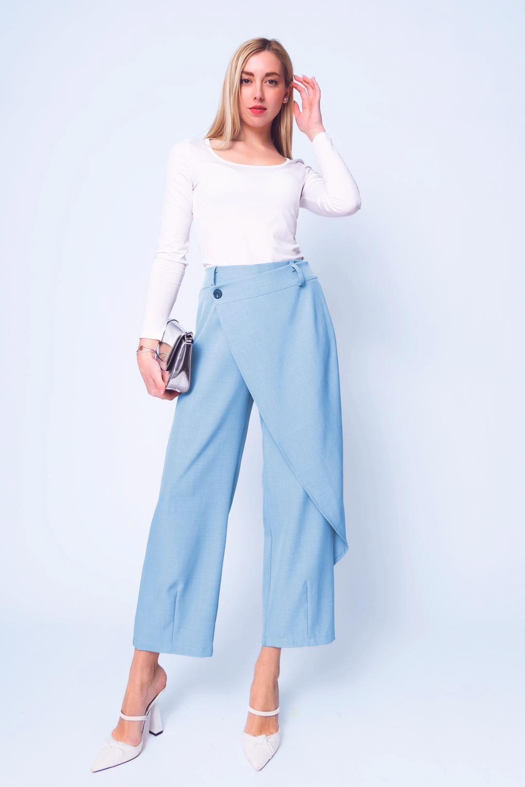 Παντελόνα ζιπ crepe με φύλλο