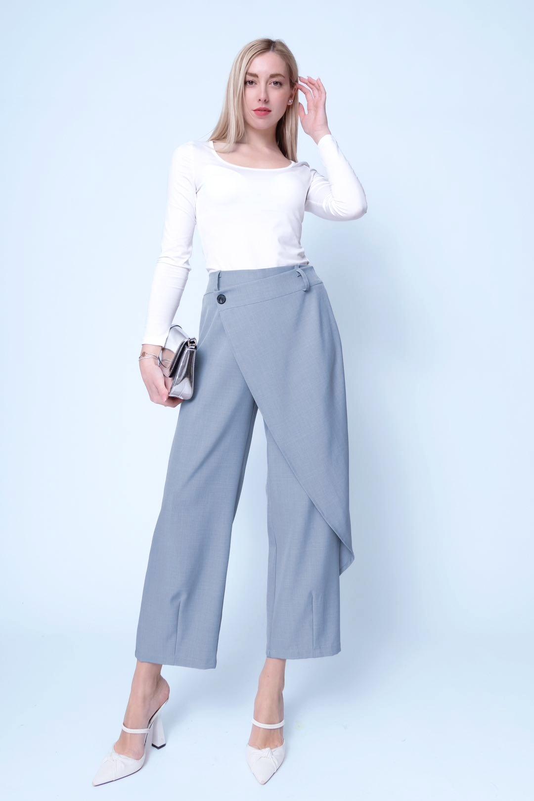 Παντελόνα ζιπ crepe με φύλλο