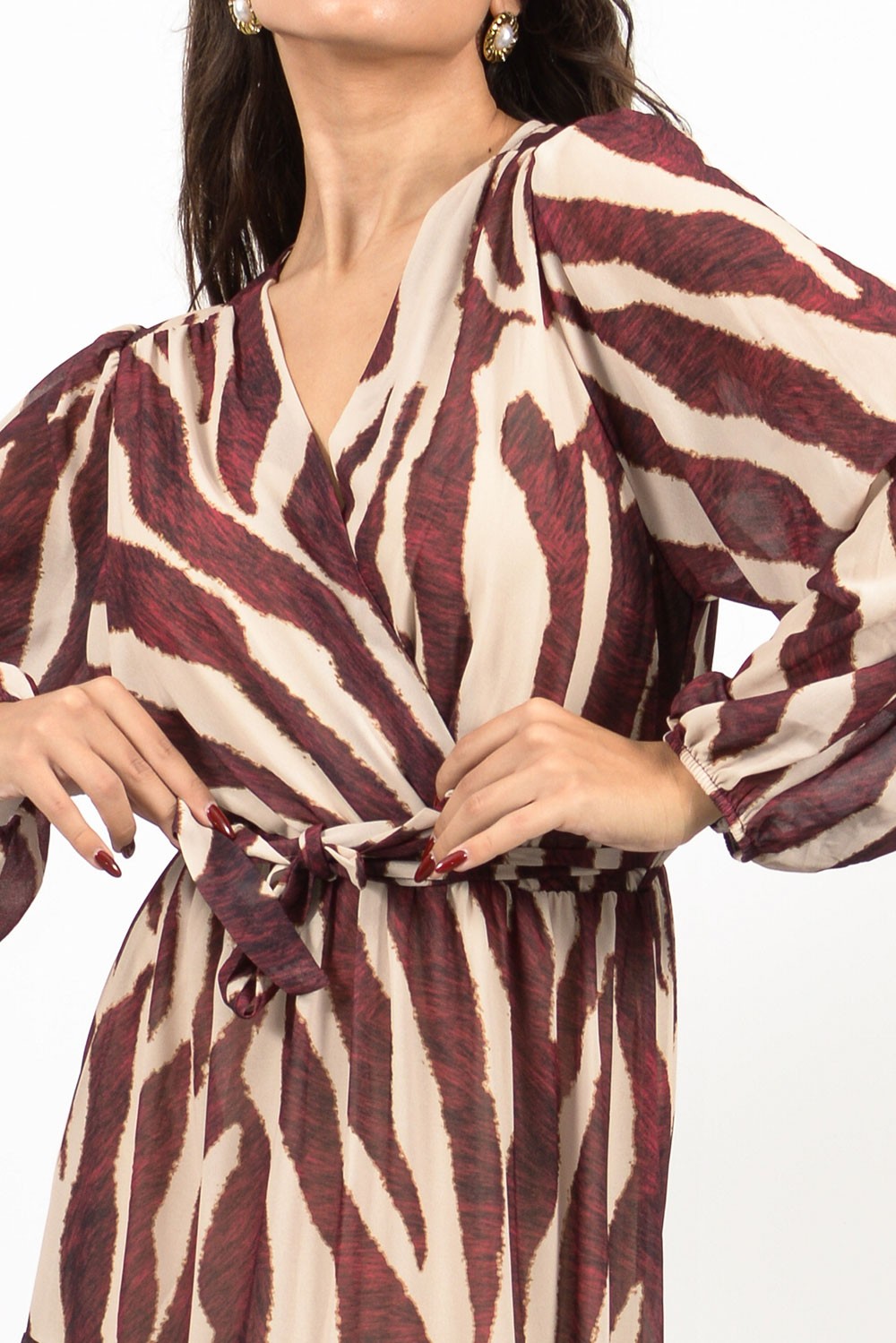 Φόρεμα maxi croise animal printed