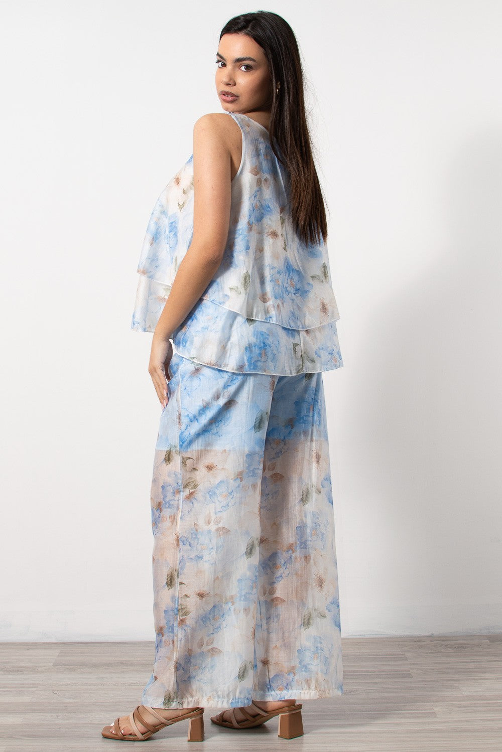 Σετ ζορζέτας τοπ και παντελόνα floral