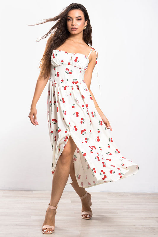 Φόρεμα midi/maxi με κεράσια prints