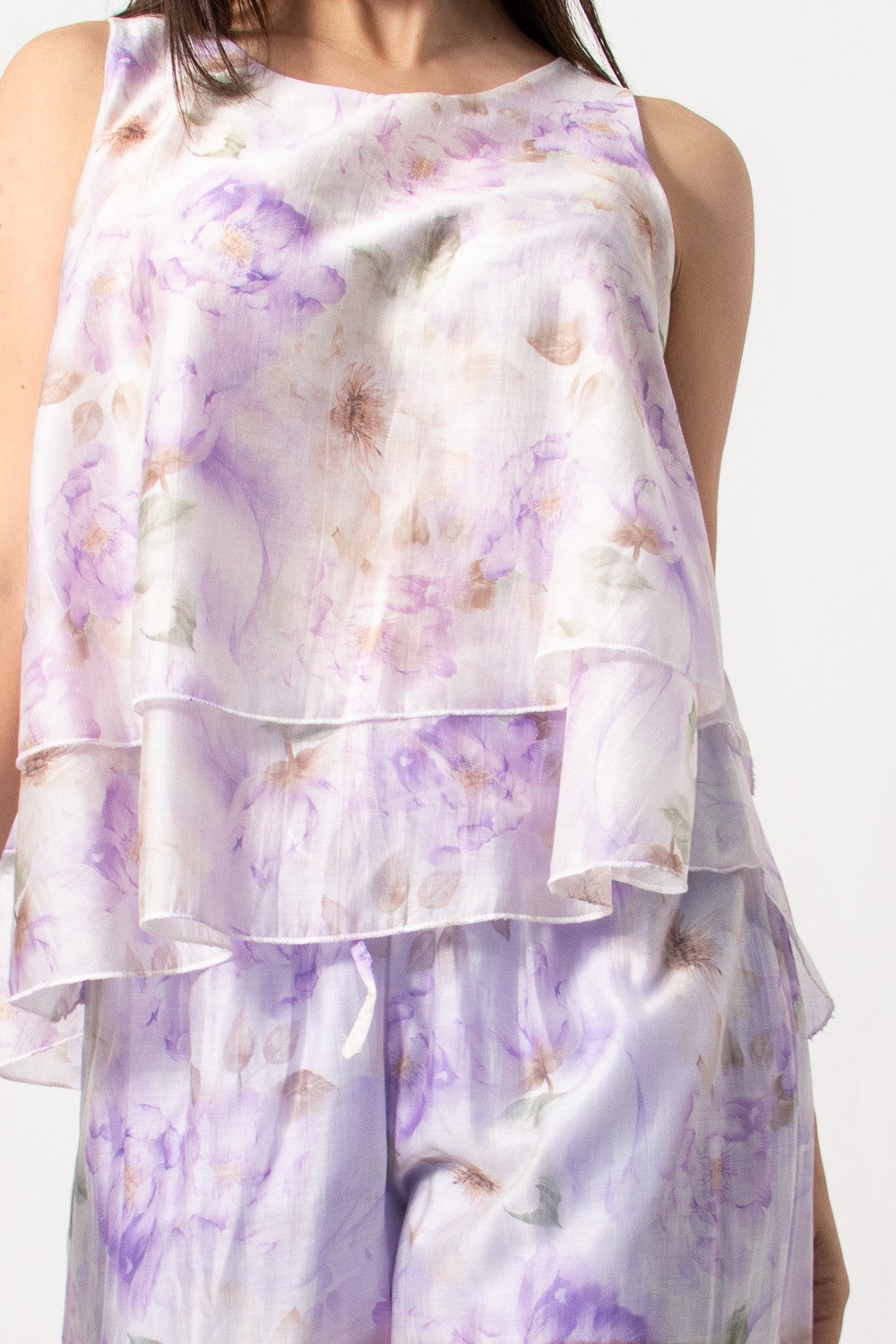 Σετ ζορζέτας τοπ και παντελόνα floral