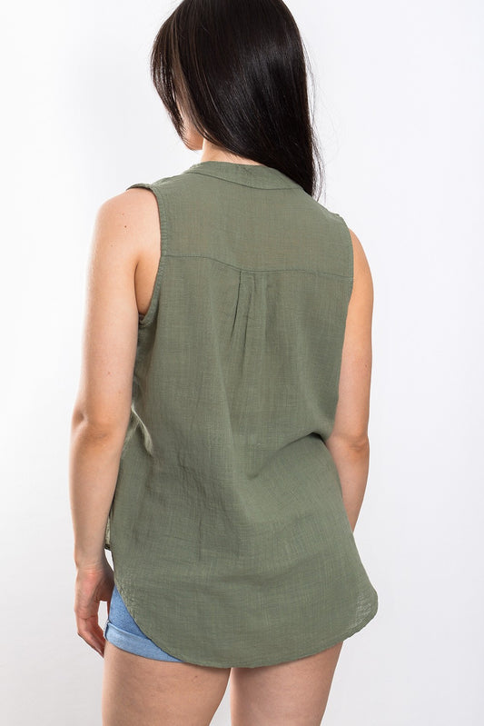 Top λινό αμάνικο