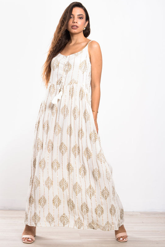 Φόρεμα maxi boho lurex printed