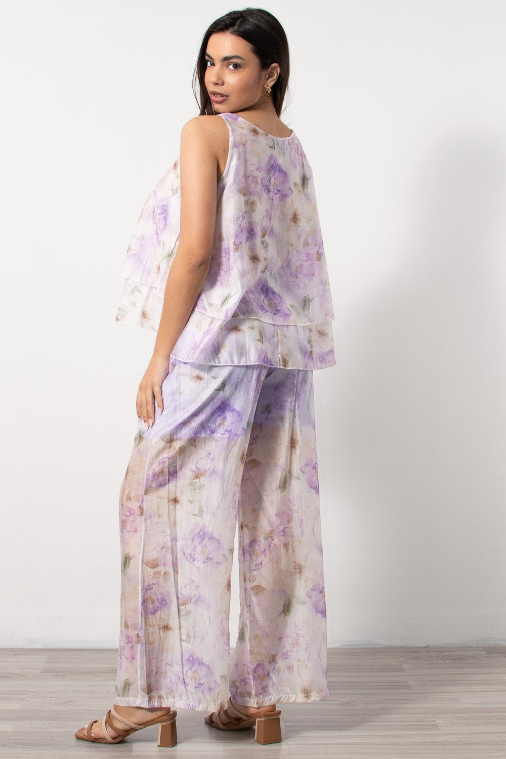 Σετ ζορζέτας τοπ και παντελόνα floral