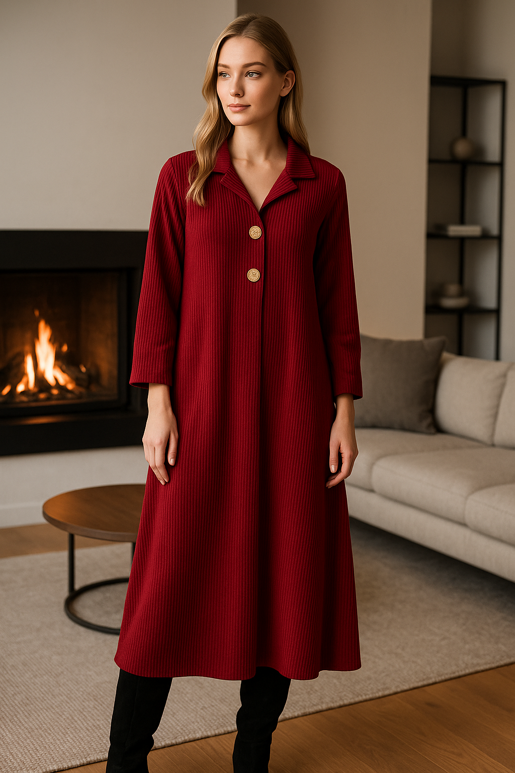 Φόρεμα midi/maxi loose κοτλέ