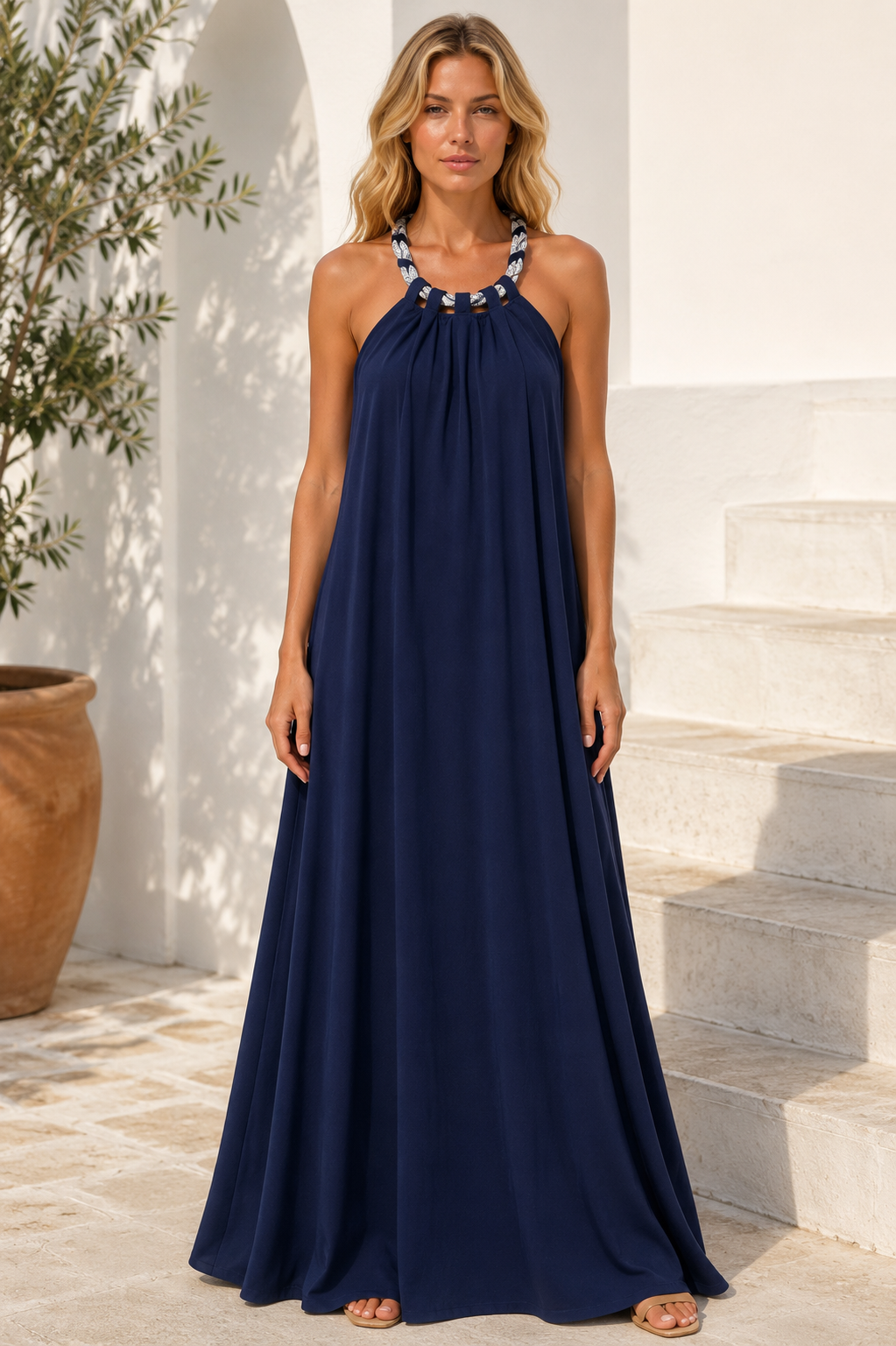 Φόρεμα maxi cocktail detailed
