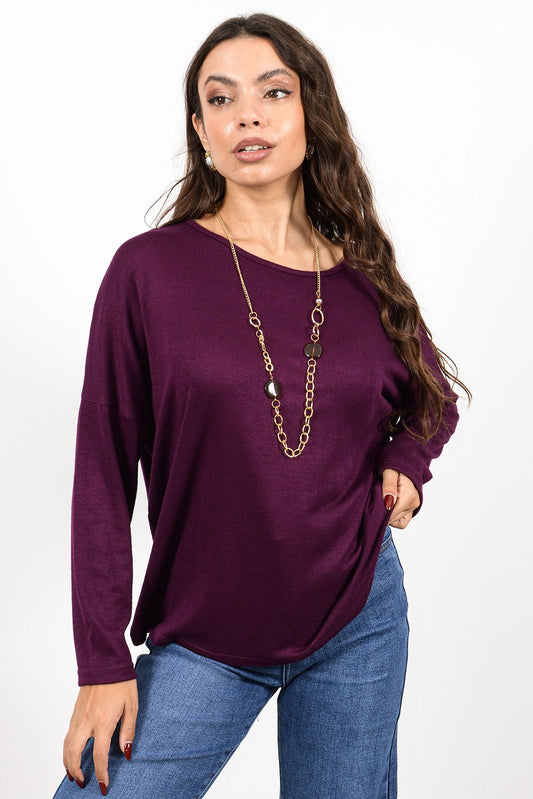 Μπλούζα πλεκτή με χαμηλούς ώμους