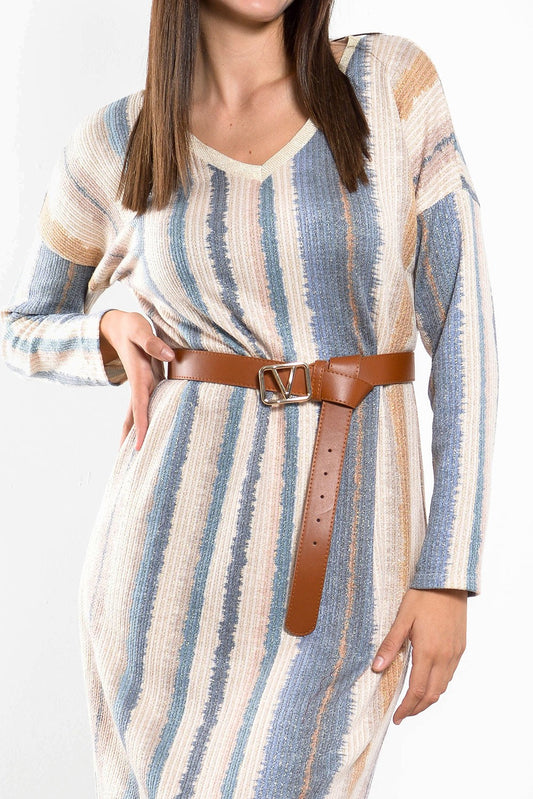 Φόρεμα midi εμπριμέ με lurex