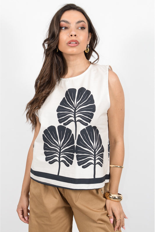 Τοπ ποπλίνα floral printed