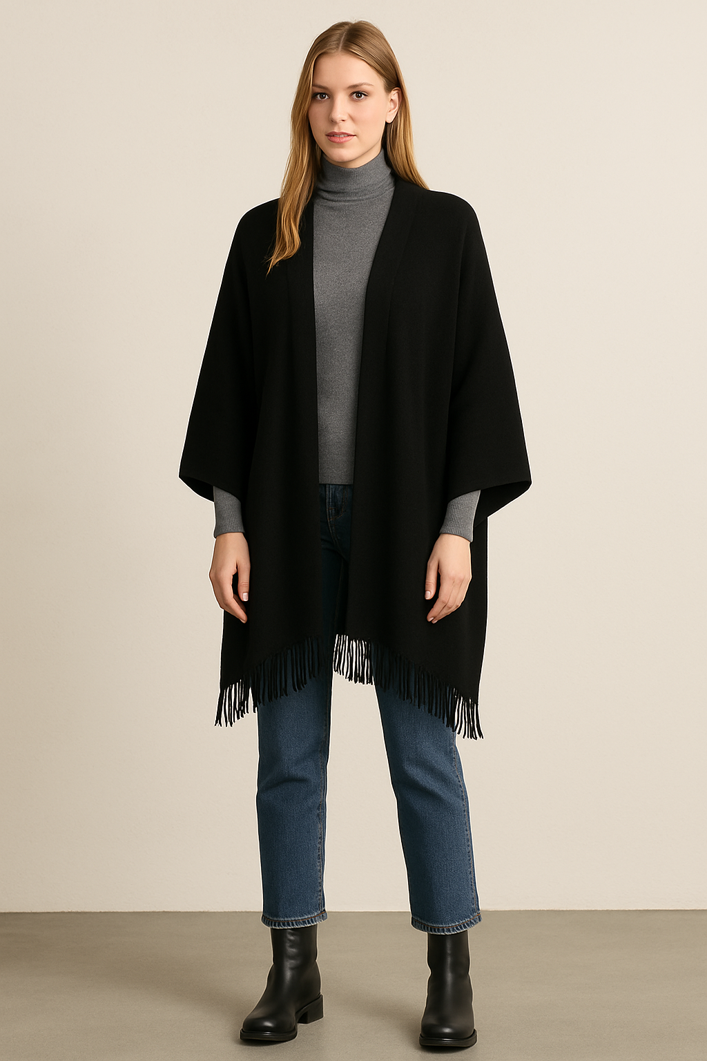 Ζακέτα μακριά πλεκτή με κρόσσια