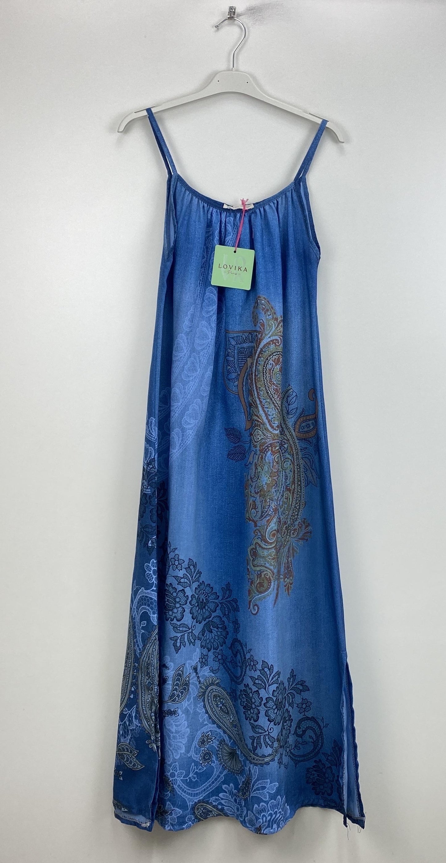 Φόρεμα maxi denim look ethnic printed