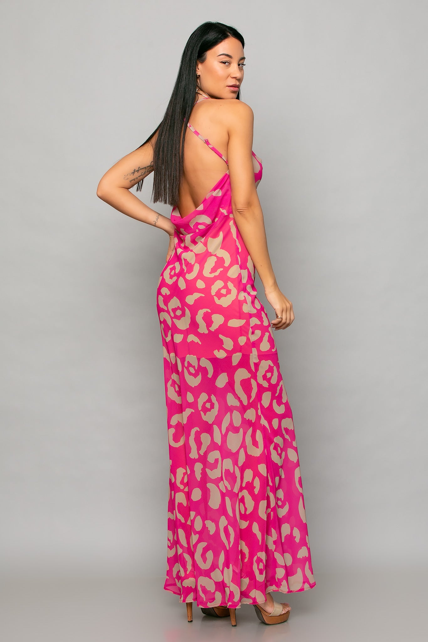 Φόρεμα maxi printed γοργονέ
