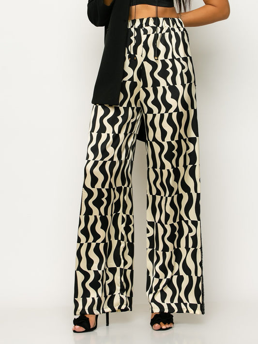 Παντελόνα satin geometric printed