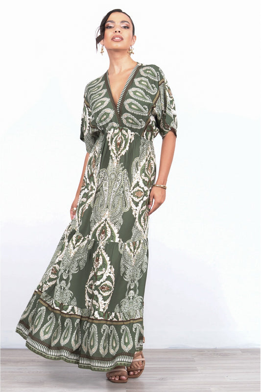 Φόρεμα maxi croise λαχούρ printed