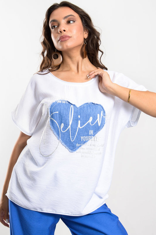 Μπλούζα loose jean detailed