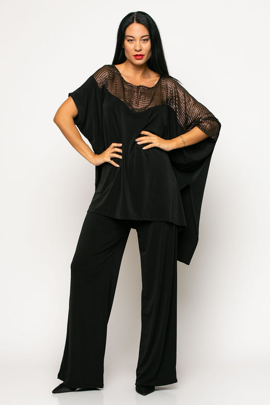 Σετ μπλούζα - παντελόνα satin