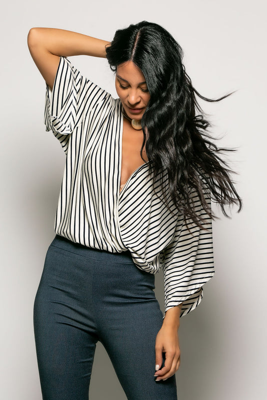 Μπλούζα ριγέ croise