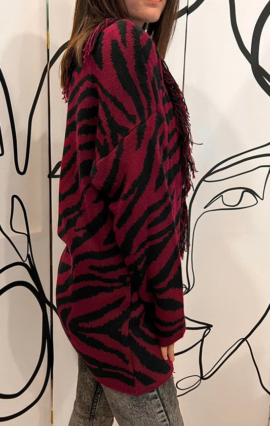 Ζακέτα animal printed πλεκτή
