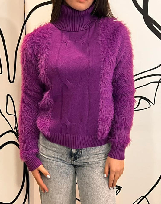 Pullover ζιβάγκο fluffy με σχέδια