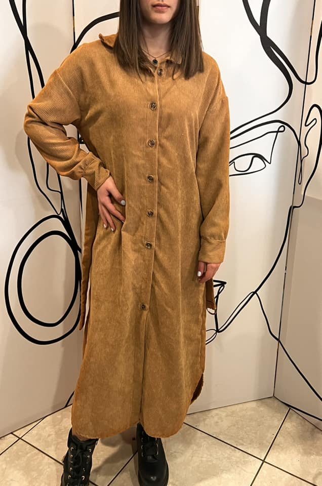 Φόρεμα κοτλέ maxi σεμιζιέ