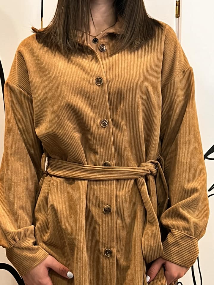 Φόρεμα κοτλέ maxi σεμιζιέ