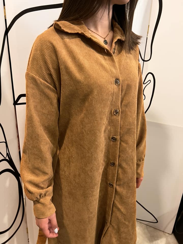 Φόρεμα κοτλέ maxi σεμιζιέ