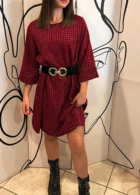 Φόρεμα midi καρό εβαζέ