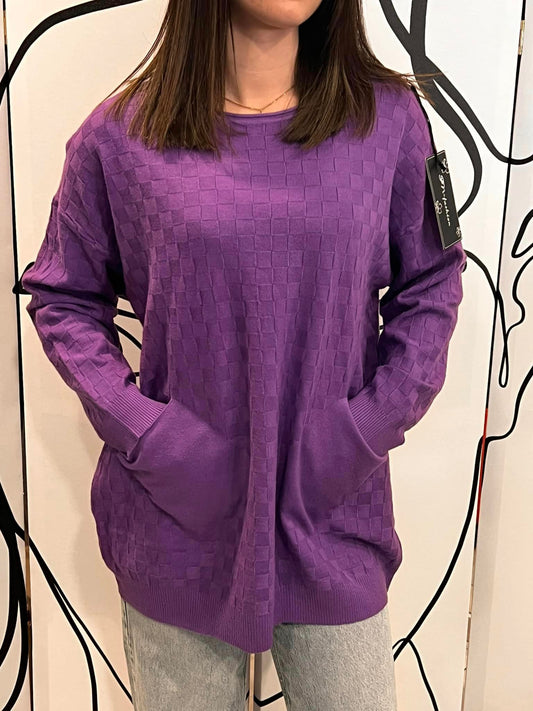 Μπλούζα λεπτή πλεκτή με τετράγωνα