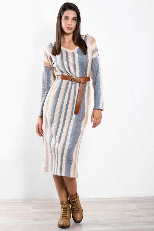 Φόρεμα midi εμπριμέ με lurex