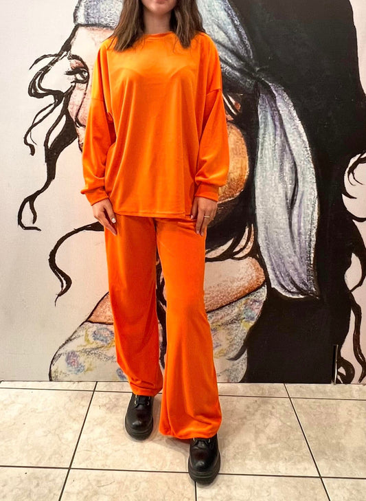 Σετ βελουτέ μπλούζα - παντελόνα