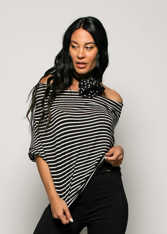 Μπλούζα ριγέ έξωμη