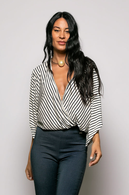 Μπλούζα ριγέ croise