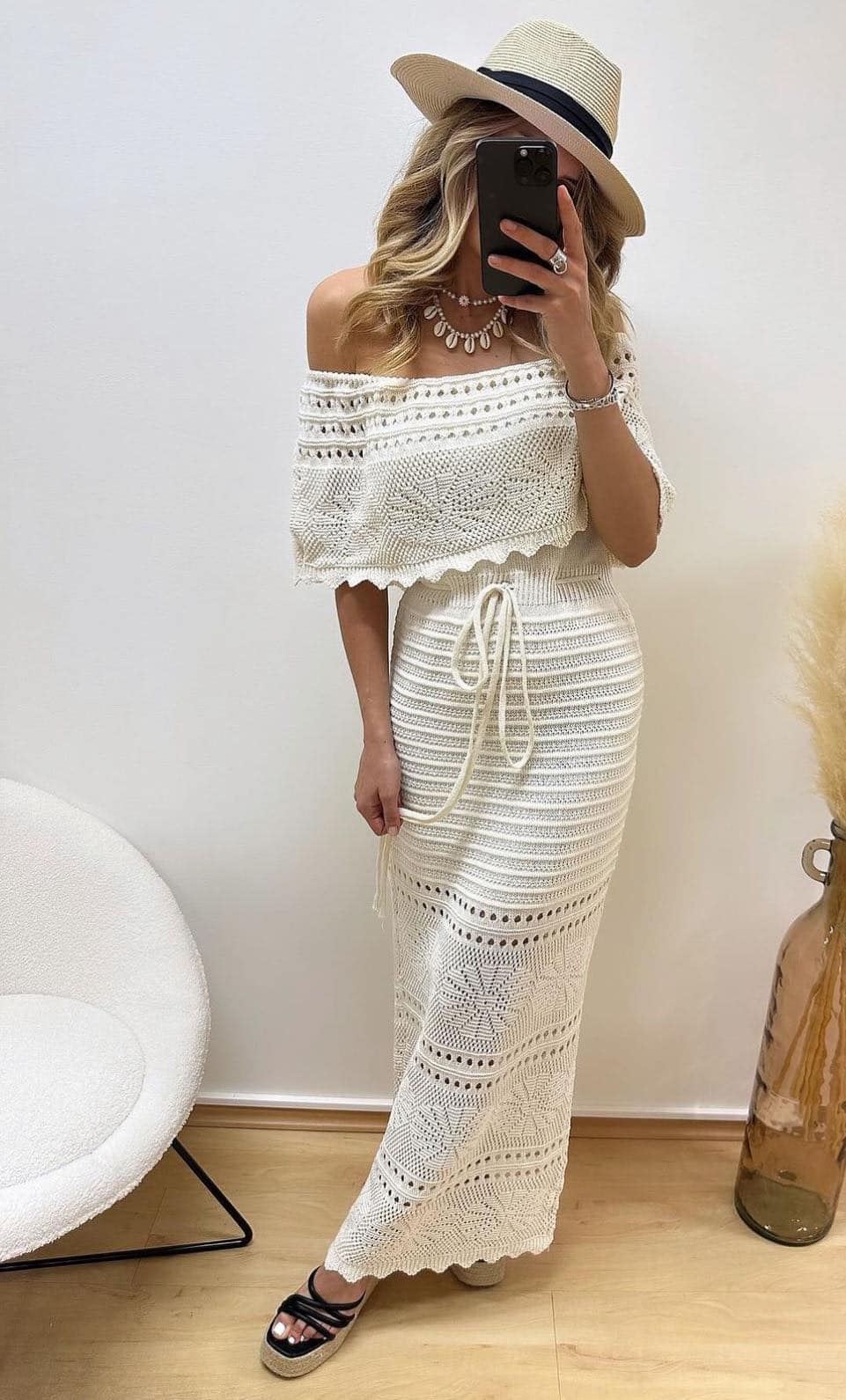 Φόρεμα νημάτινο maxi strapless