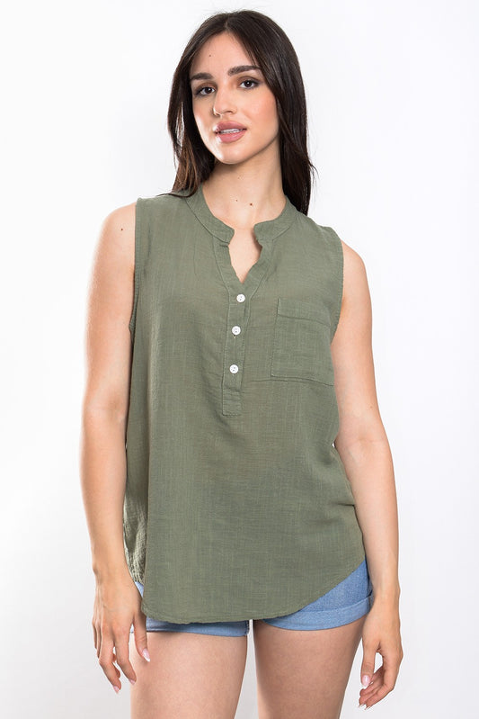 Top λινό αμάνικο