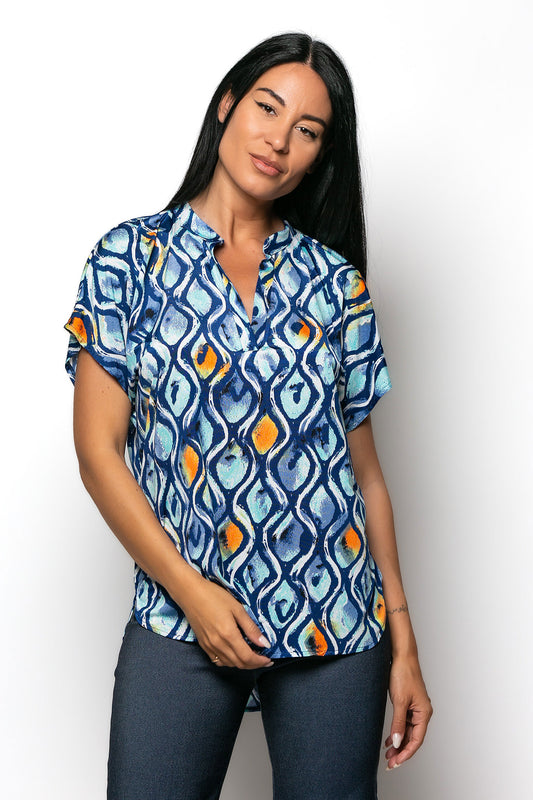 Μπλούζα εμπριμέ με γιακά