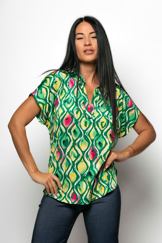 Μπλούζα εμπριμέ με γιακά