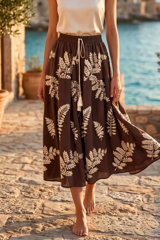 Φούστα midi/maxi boho με κεντήματα