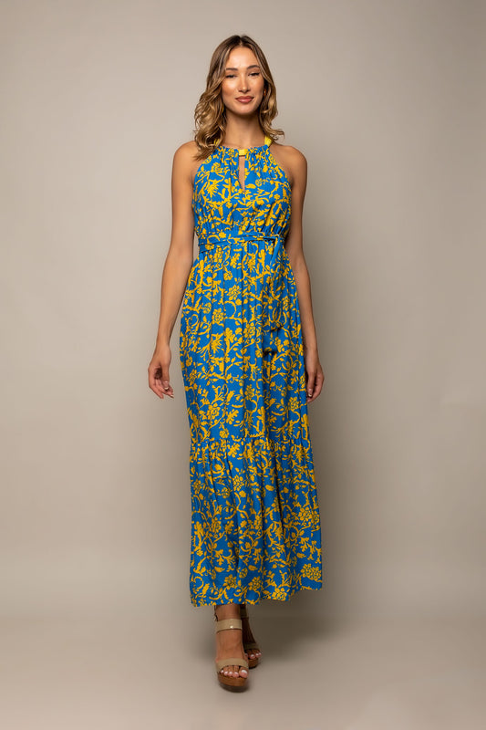 Φόρεμα maxi cocktail floral detailed