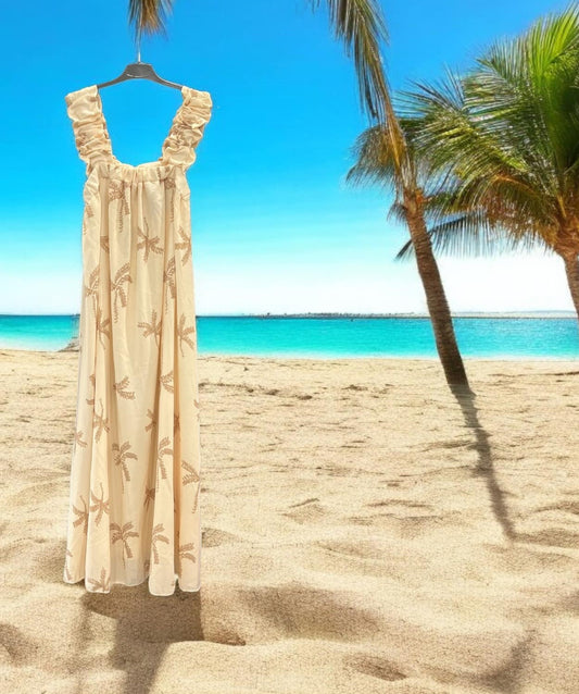 Φόρεμα maxi crepe tropical printed