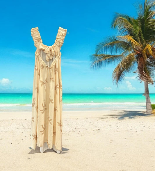 Φόρεμα maxi crepe tropical printed